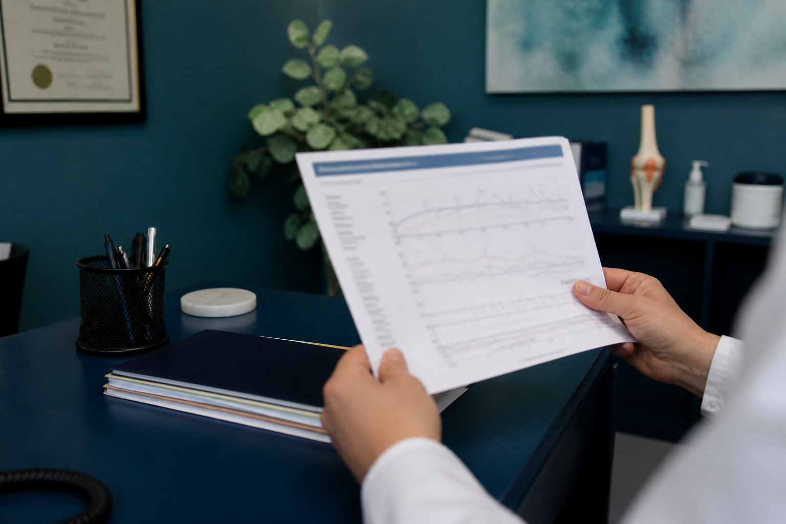 Patient reviewing a Precision Health biomarker report with a clinician