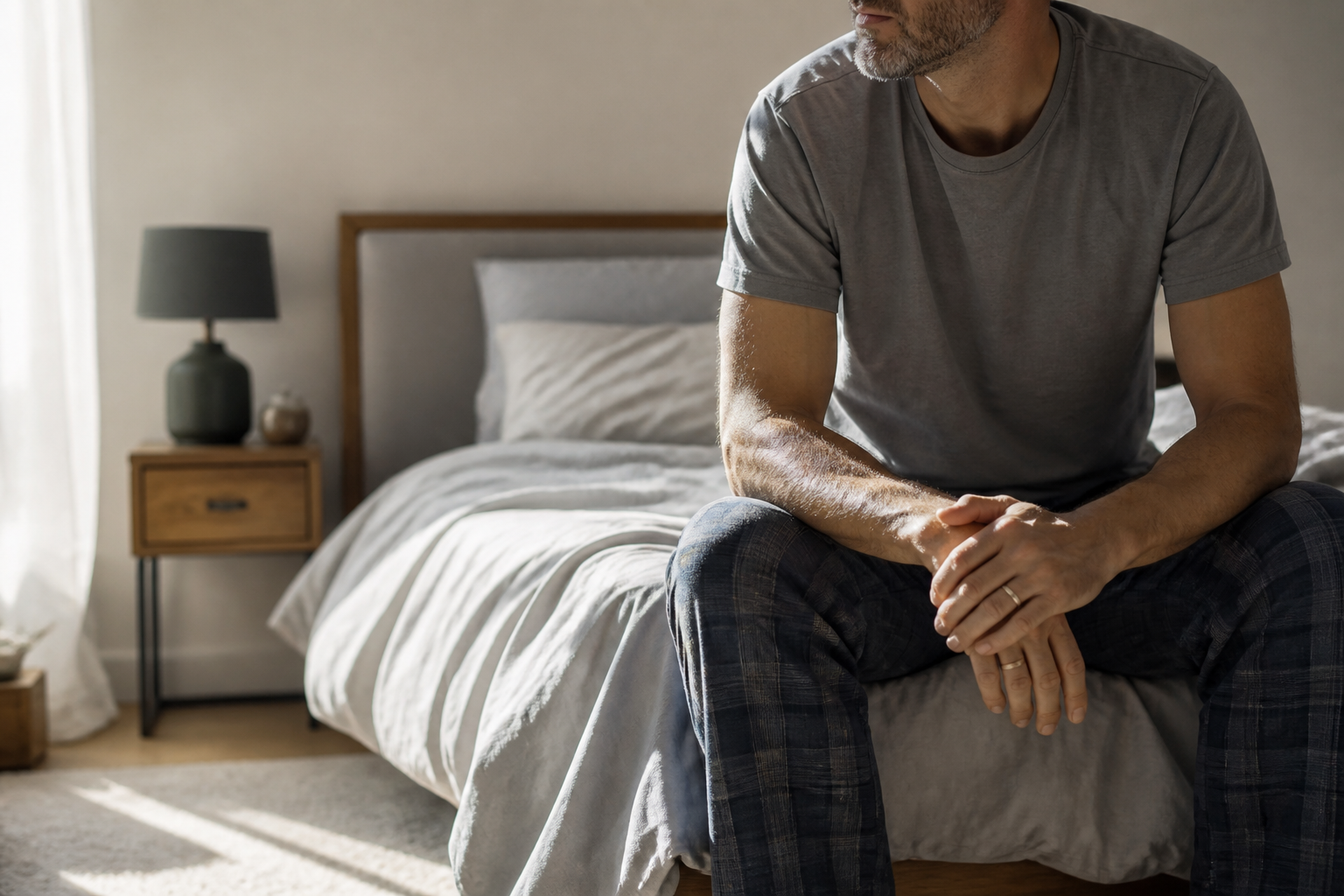 Physician discussing sleep, weight, energy, and hormone symptoms with a male patient