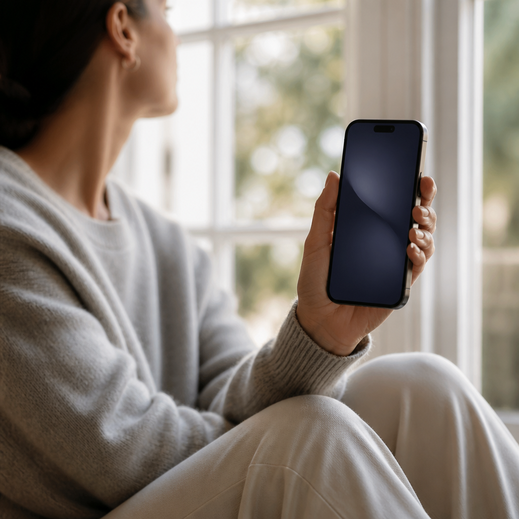 A phone in a quiet setting representing patient-controlled health trends